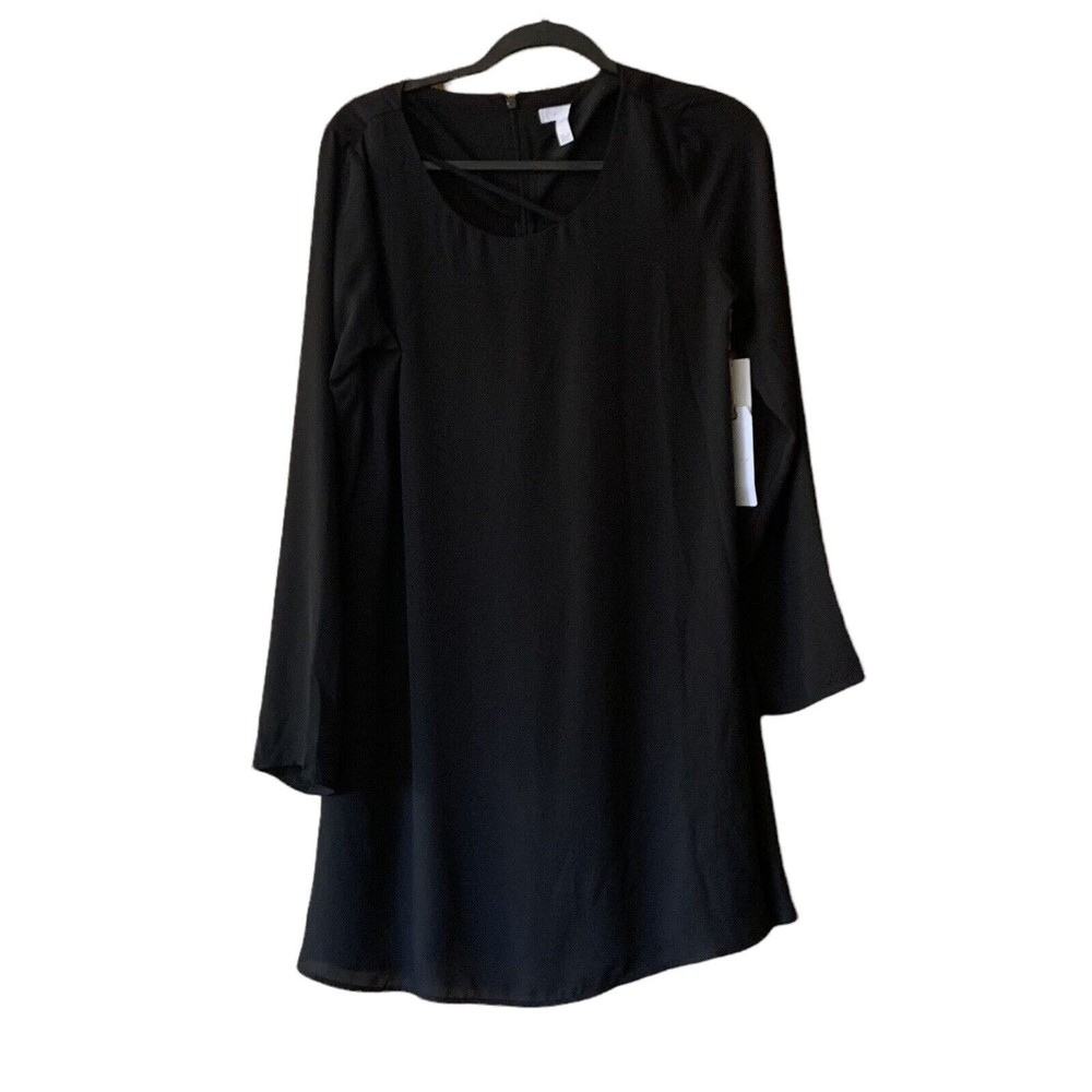 Leith Nordstrom Size Medium Dress A-Line Shift Scoop Neck Knee Length Black NEW